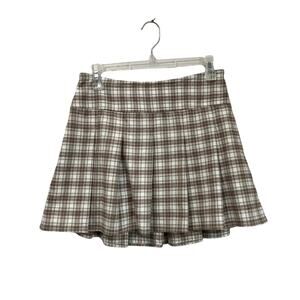 Hollister Plaid Mini Skirt Brown Checkered Y2K Academia Preppy Tennis Size S